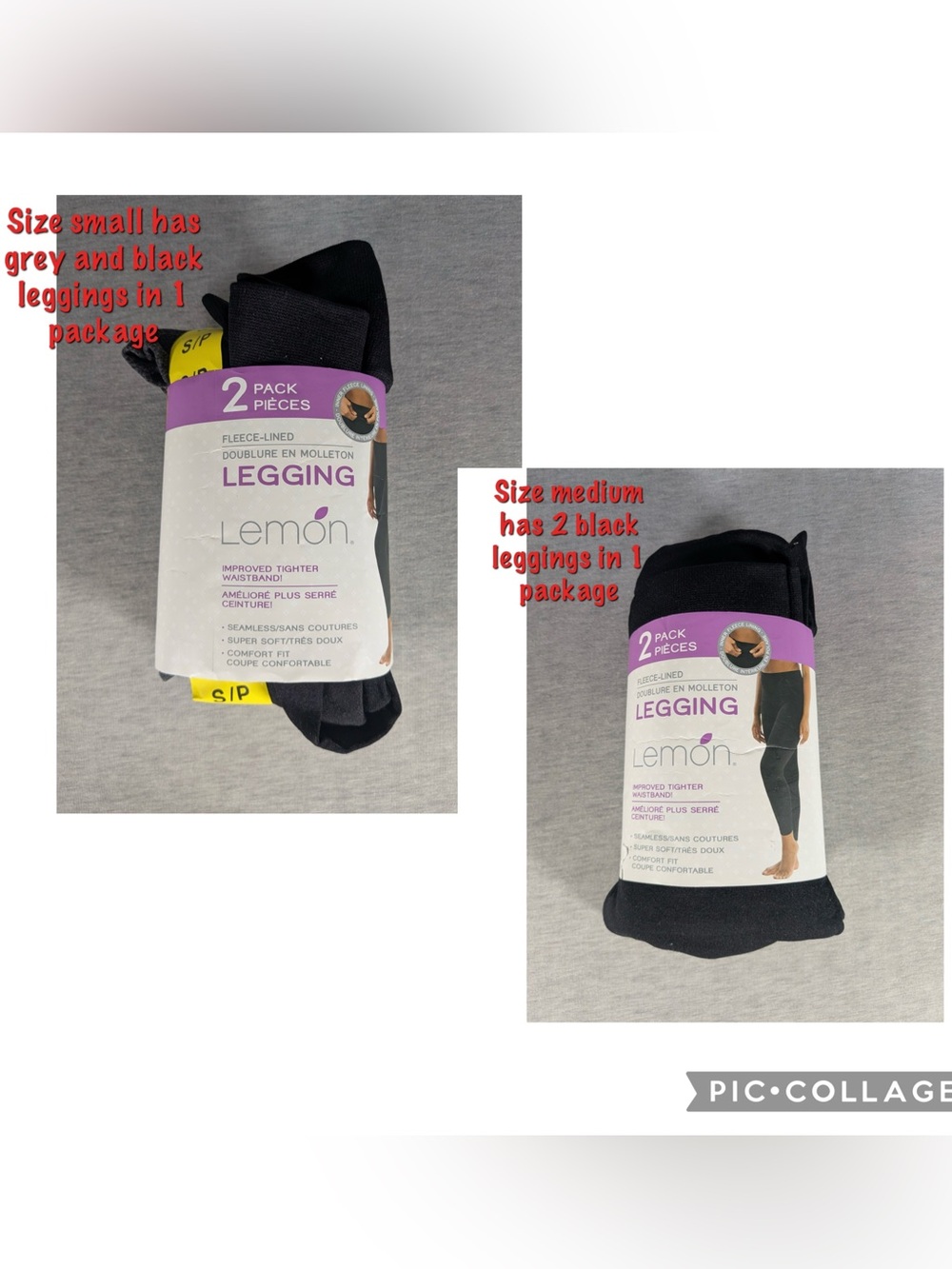 Lemon 2-pack Fleece-Lined Leggings (Small & Medium Available)